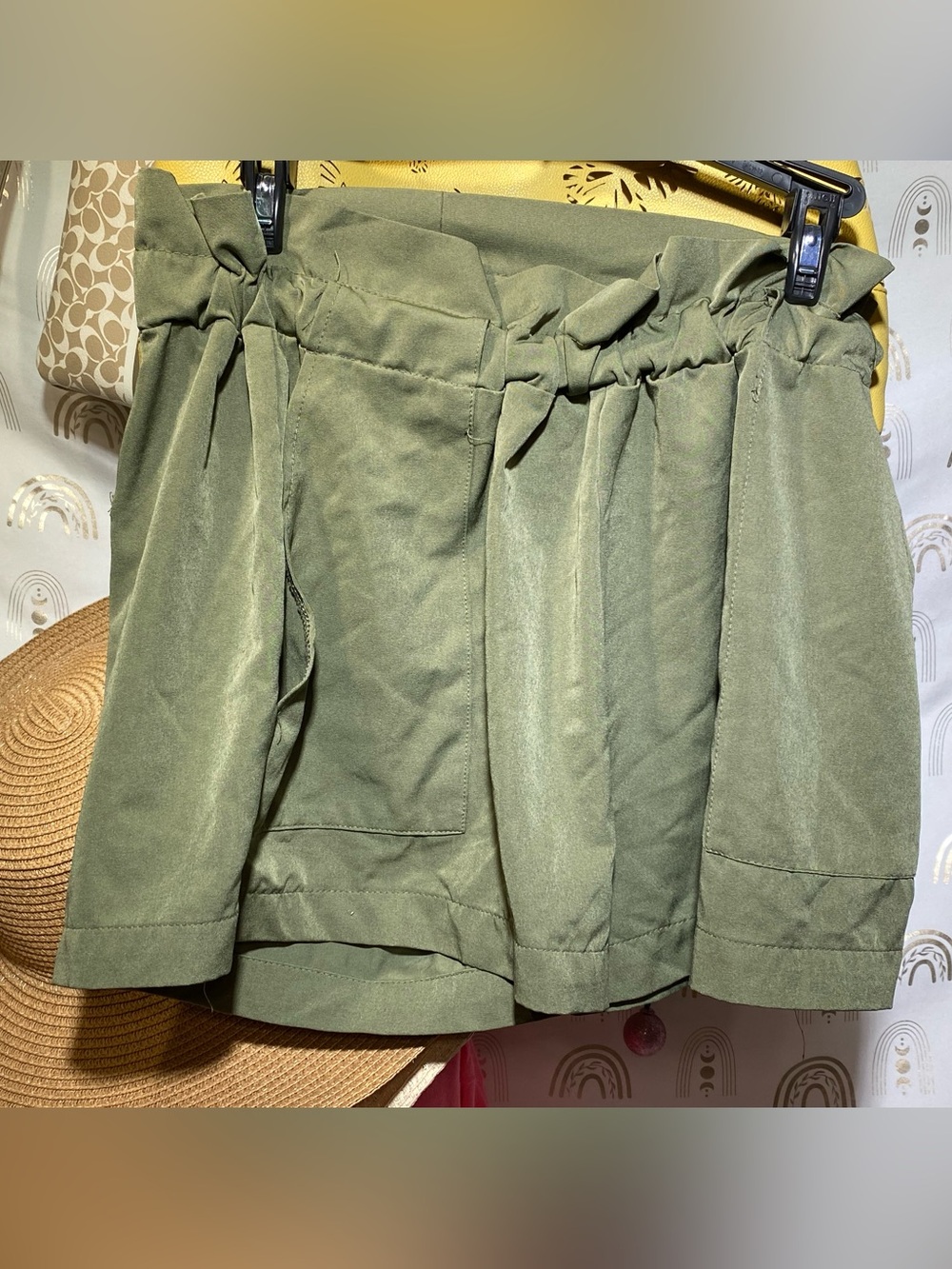Streetwear Society Olive Green High-Rise Paperbag Skort